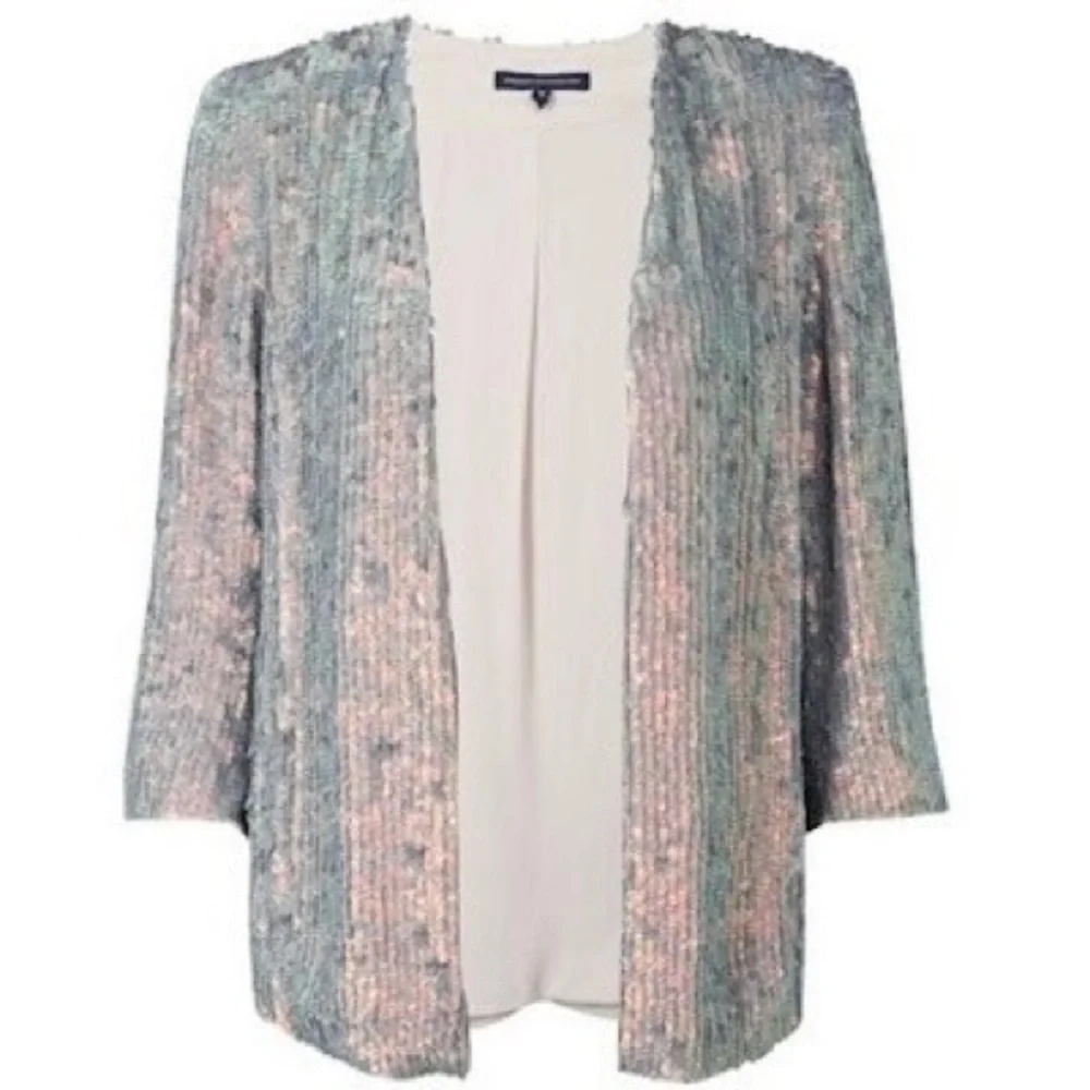 French Connection Pearl Queen Iridescent Sequin Jacket purchased size US 6 READ